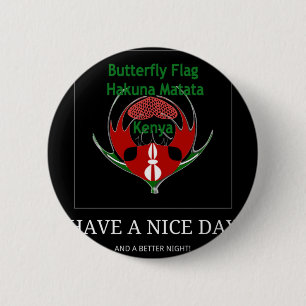 Kenyan Shield Design: Butterfly Flag.  6 Cm Round Badge