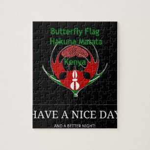 Kenyan Shield Design: Butterfly Flag.  Jigsaw Puzzle