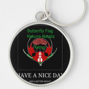 Kenyan Shield Design: Butterfly Flag.  Key Ring