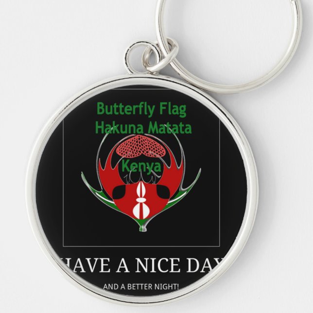 Kenyan Shield Design: Butterfly Flag.  Key Ring (Front)