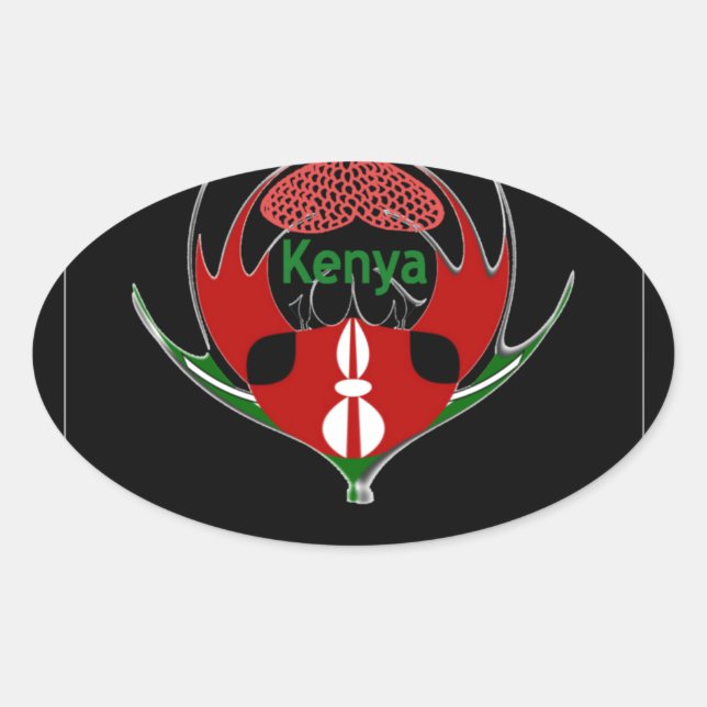 Kenyan Shield Design: Butterfly Flag.  Oval Sticker (Front)