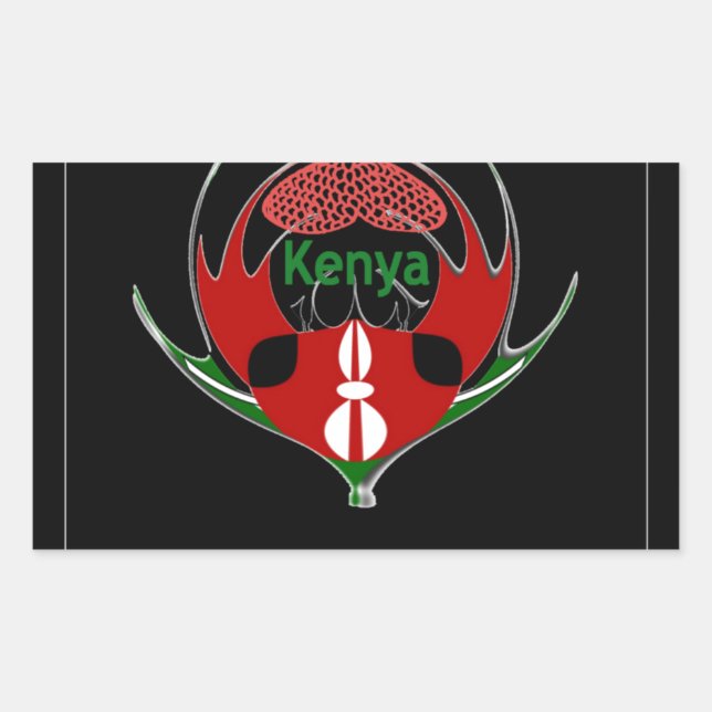 Kenyan Shield Design: Butterfly Flag.  Rectangular Sticker (Front)