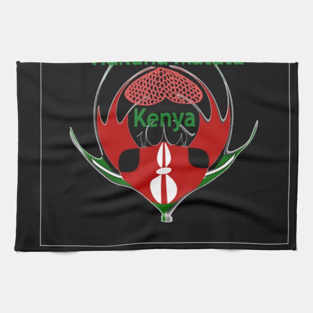 Kenyan Shield Design: Butterfly Flag.  Tea Towel (Horizontal)