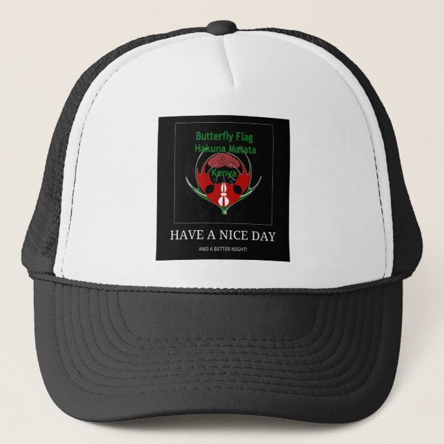 Kenyan Shield Design: Butterfly Flag.  Trucker Hat (Front)