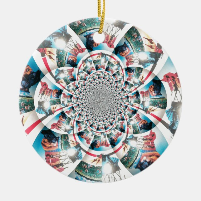 Kenyan Tapestry Kaleidoscope Art Print Ceramic Tree Decoration (Front)