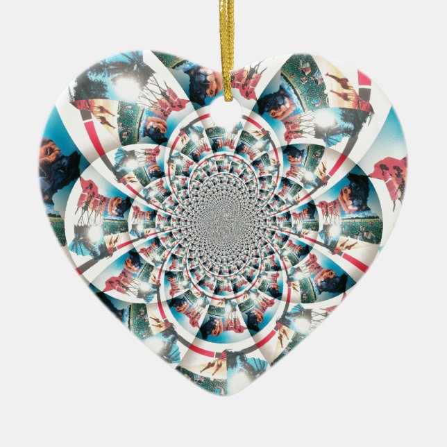 Kenyan Tapestry Kaleidoscope Art Print Ceramic Tree Decoration (Front)