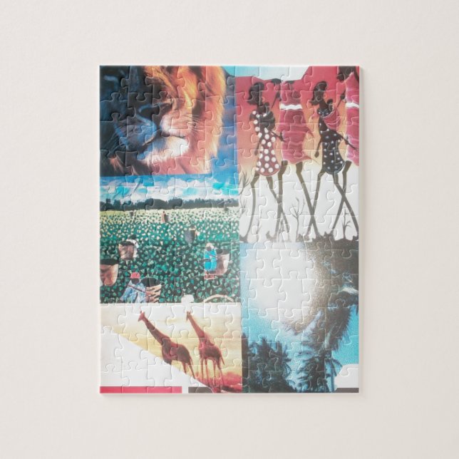 Kenyan Tapestry: Wildlife, Culture,& Coastal Beach Jigsaw Puzzle (Vertical)