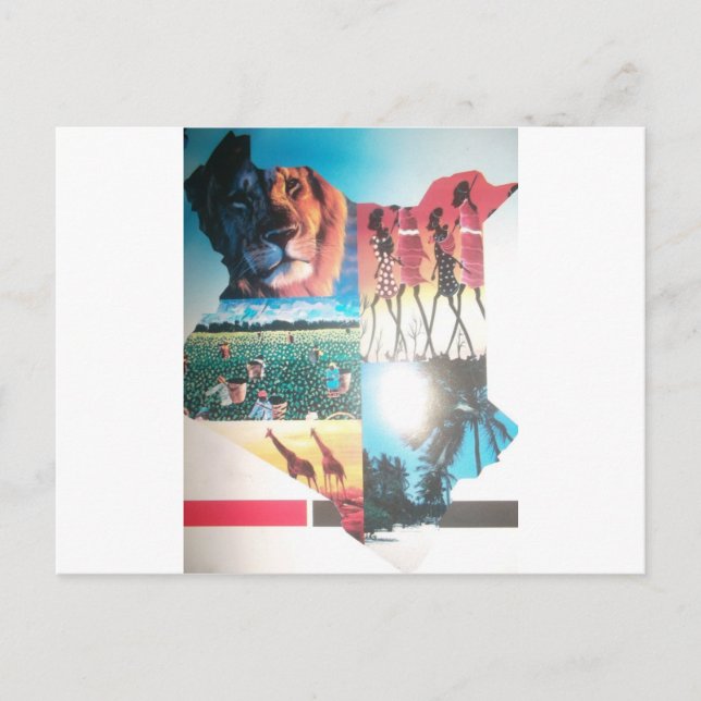 Kenyan Tapestry: Wildlife, Culture & Coastal Beach Postcard (Front)