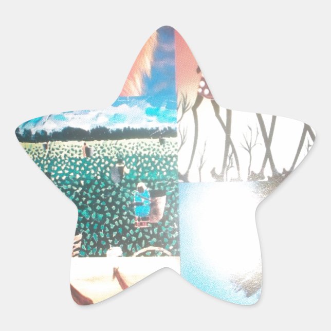 Kenyan Tapestry: Wildlife, Culture,& Coastal Beach Star Sticker (Front)