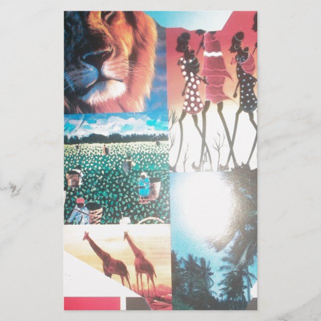 Kenyan Tapestry: Wildlife, Culture,& Coastal Beach Stationery (Front)