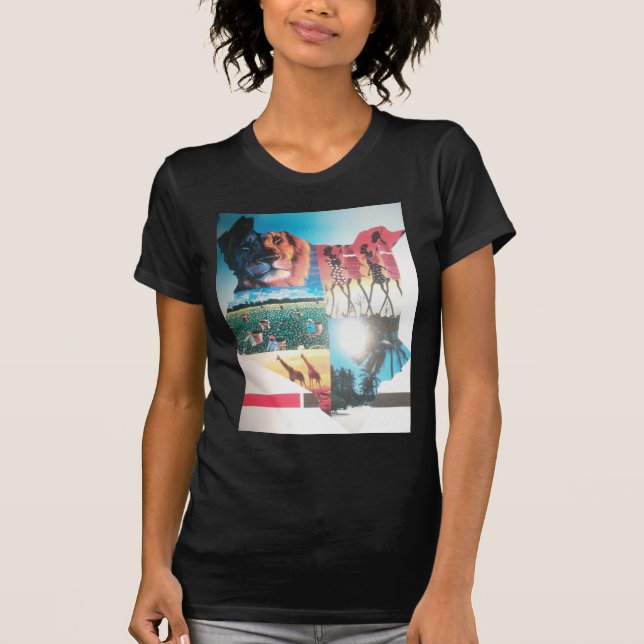 Kenyan Tapestry: Wildlife, Culture & Coastal Beach T-Shirt (Front)