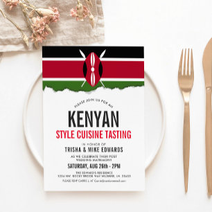 Kenyan Themed Cuisine   Party Flag Invite White