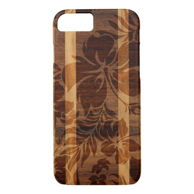 Keokea Beach Faux Wood Surfboard Case-Mate iPhone Case (Back)