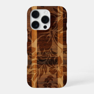 Keokea Beach Faux Wood Surfboard in Koa iPhone 16 Pro Case