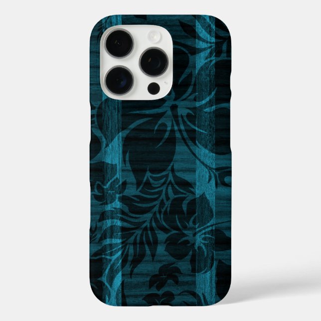 Keokea Beach Faux Wood Surfboard in Teal Case-Mate iPhone Case (Back)