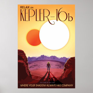 Kepler16b Vintage Space Travel Poster