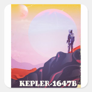 Kepler - 1647B travel poster Square Sticker