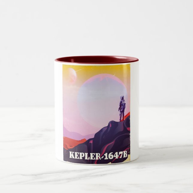 Kepler - 1647B travel poster Two-Tone Coffee Mug (Center)