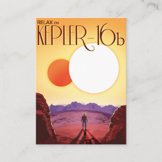 Kepler-16b: Binary Solar Sunset Fine Art Space Enclosure Card