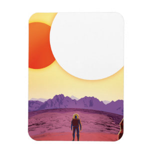 Kepler-16b: Binary Solar Sunset Fine Art Space Magnet