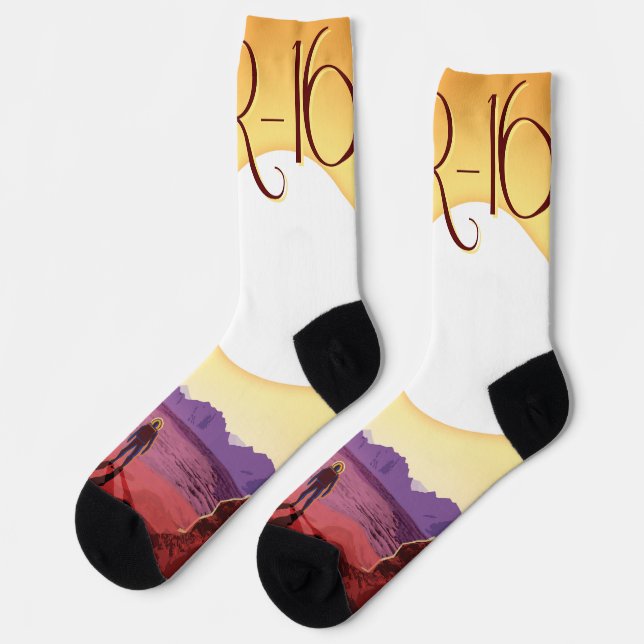 Kepler-16b: Binary Solar Sunset Fine Art Space Socks (Left)