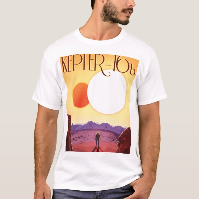 Kepler-16b: Binary Solar Sunset Fine Art Space T-Shirt (Front)