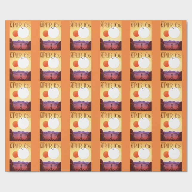 Kepler-16b: Binary Solar Sunset Fine Art Space Wrapping Paper (Flat)