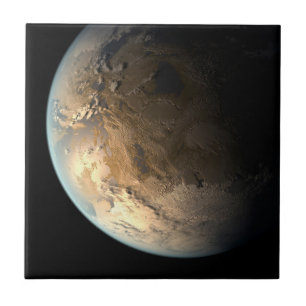 Kepler-186f Orbiting A Distant Star. Ceramic Tile