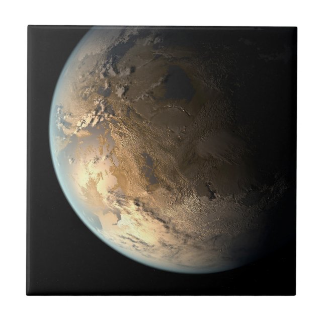 Kepler-186f Orbiting A Distant Star. Ceramic Tile (Front)