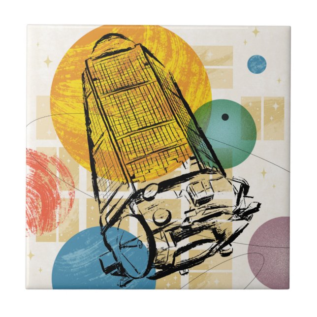 Kepler Space Telescope Poster. Ceramic Tile (Front)