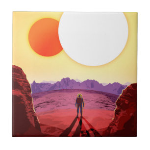 Kepler Space Travel Destination Planet Adventure Ceramic Tile