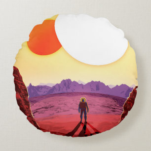 Kepler Space Travel Destination Planet Adventure Round Cushion