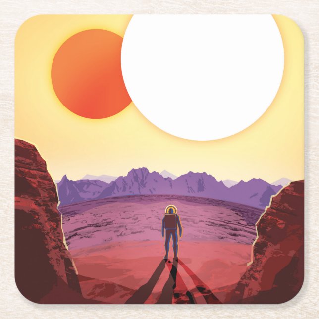 Kepler Space Travel Destination Planet Adventure Square Paper Coaster (Front)