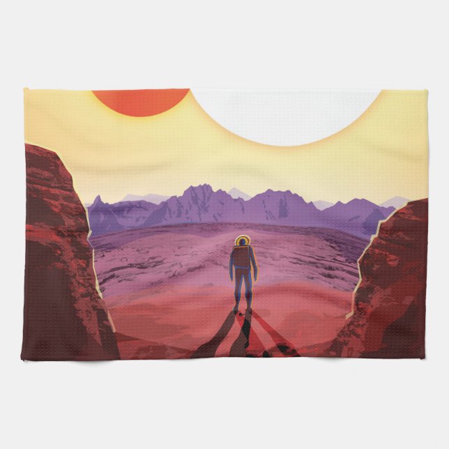 Kepler Space Travel Destination Planet Adventure Tea Towel (Horizontal)