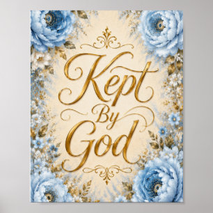 Kept By God Blue & White Floral Wall Art