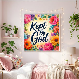 Kept By God Multicolored Floral Wall Art