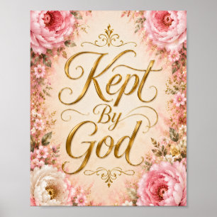 Kept By God Pink & White Floral Wall Art