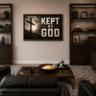 Kept By God (with Cross) Horizontal Poster