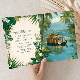 Kerala Backwaters Houseboat South Indian Wedding Invitation