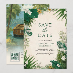 Kerala Backwaters Houseboat South Indian Wedding Save The Date