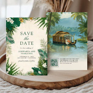 Kerala Backwaters Houseboat South Indian Wedding Save The Date
