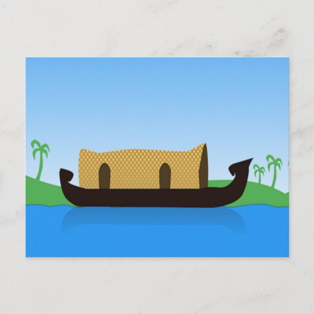 Kerala Houseboat drawing Postcard (Front)