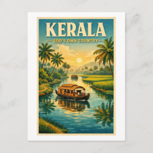 Kerala, India, in a classic retro travel Postcard