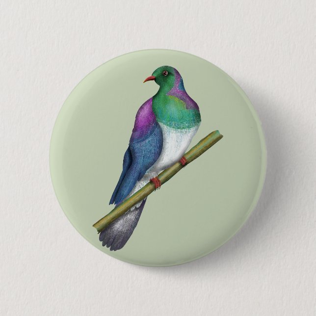Kereru Wood pigeon 6 Cm Round Badge (Front)