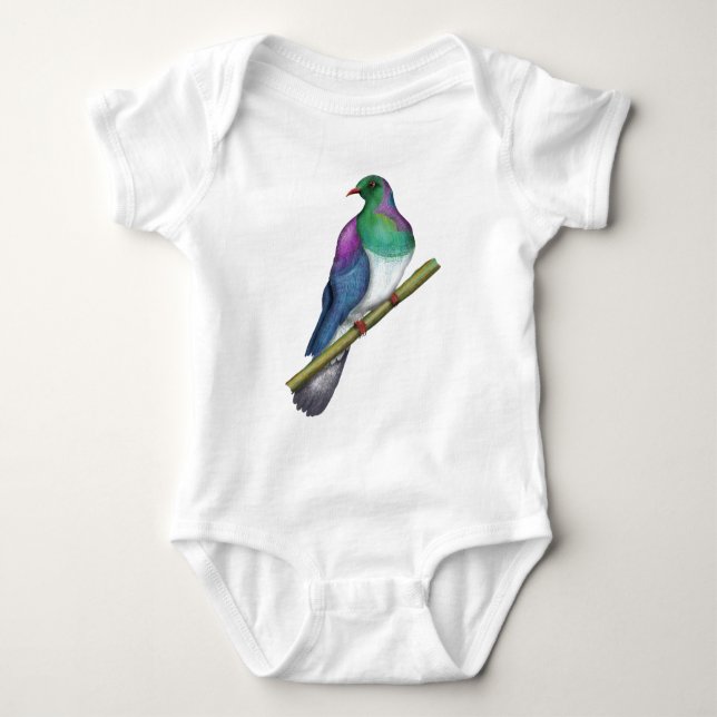 Kereru Wood pigeon Baby Bodysuit (Front)