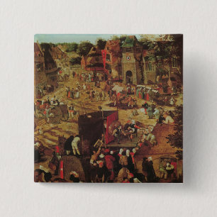 Kermesse with Theatre and Procession 15 Cm Square Badge