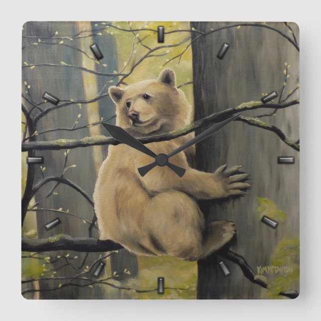 Kermode Bear Clock Bear Art Wall Clocks Bear Decor (Front)