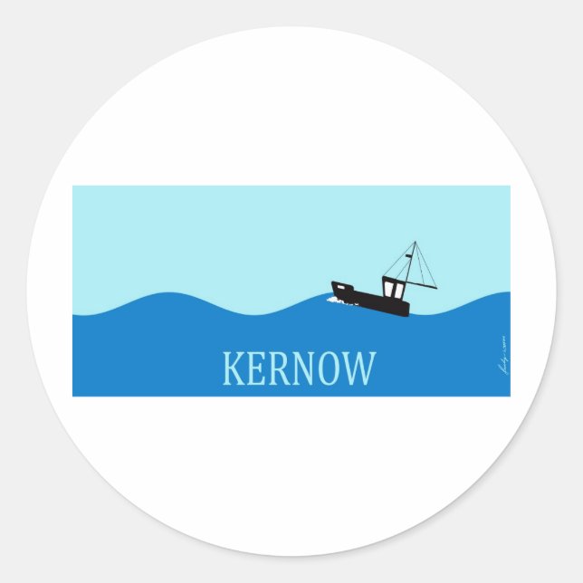 Kernow fishing boat classic round sticker (Front)