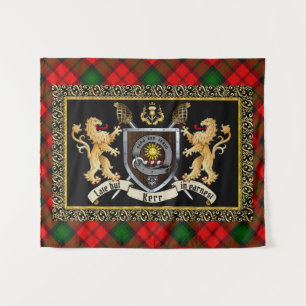 Kerr Clan Badge & Motto w/Lions Tapestry