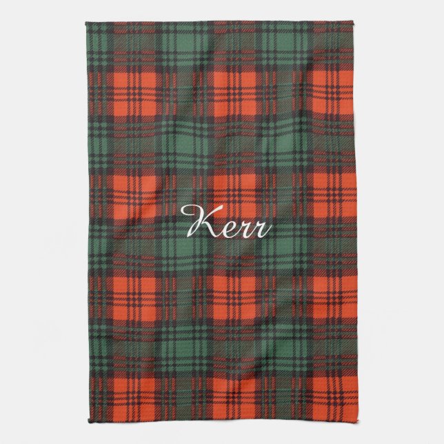 Kerr clan Plaid Scottish tartan Tea Towel (Vertical)